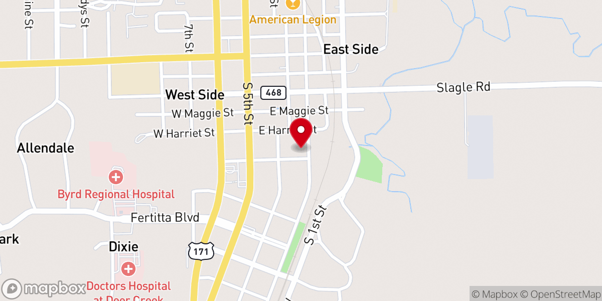 Map showing location of Helping Hands Clothing Center