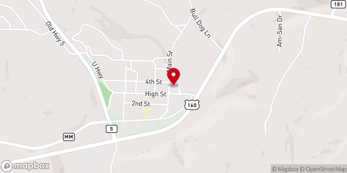 Map showing location of Ozark County Courthouse