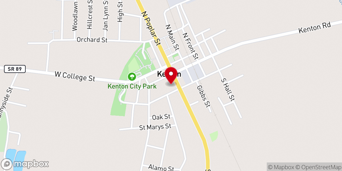 Map showing location of First Baptist Church of Kenton