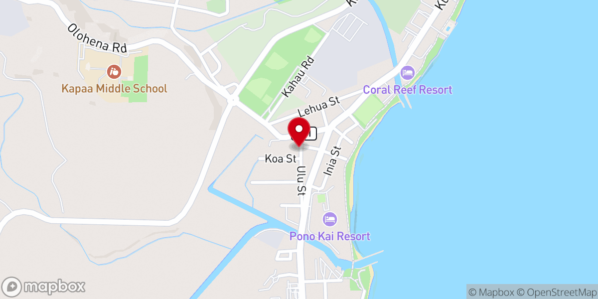 Map showing location of Wailua Watersports