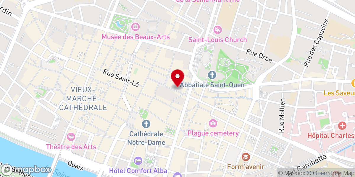Map showing location of Paroisse Notre-Dame de Rouen Centre