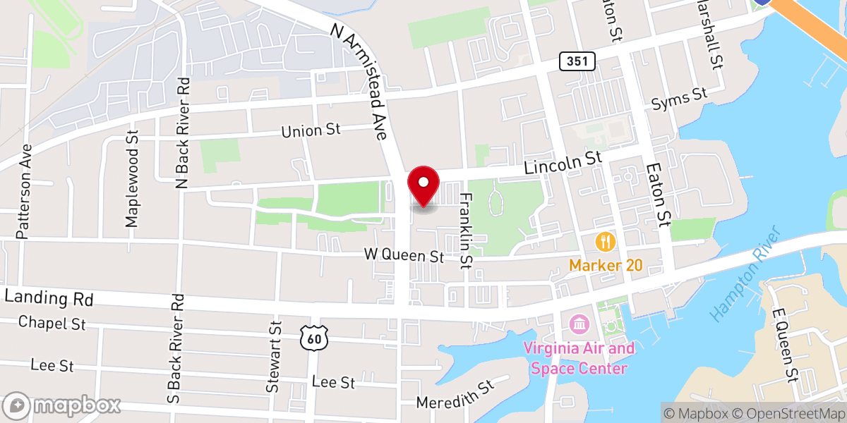Map showing location of Queen St.Baptist North Worship Center