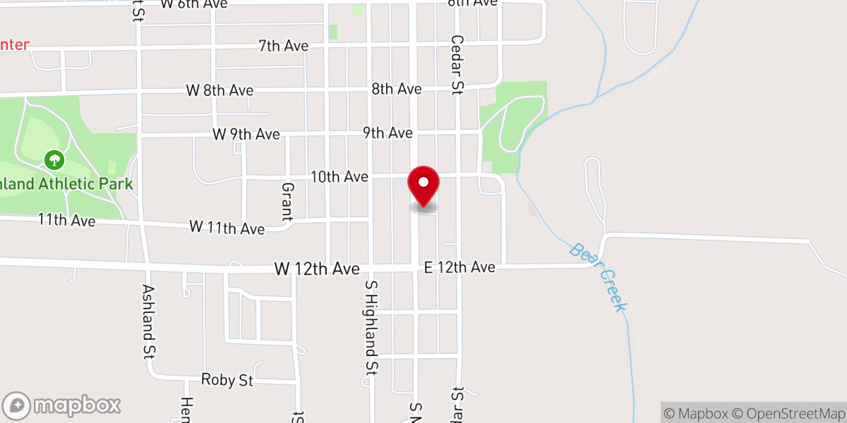 Map showing location of Assembly of God Church