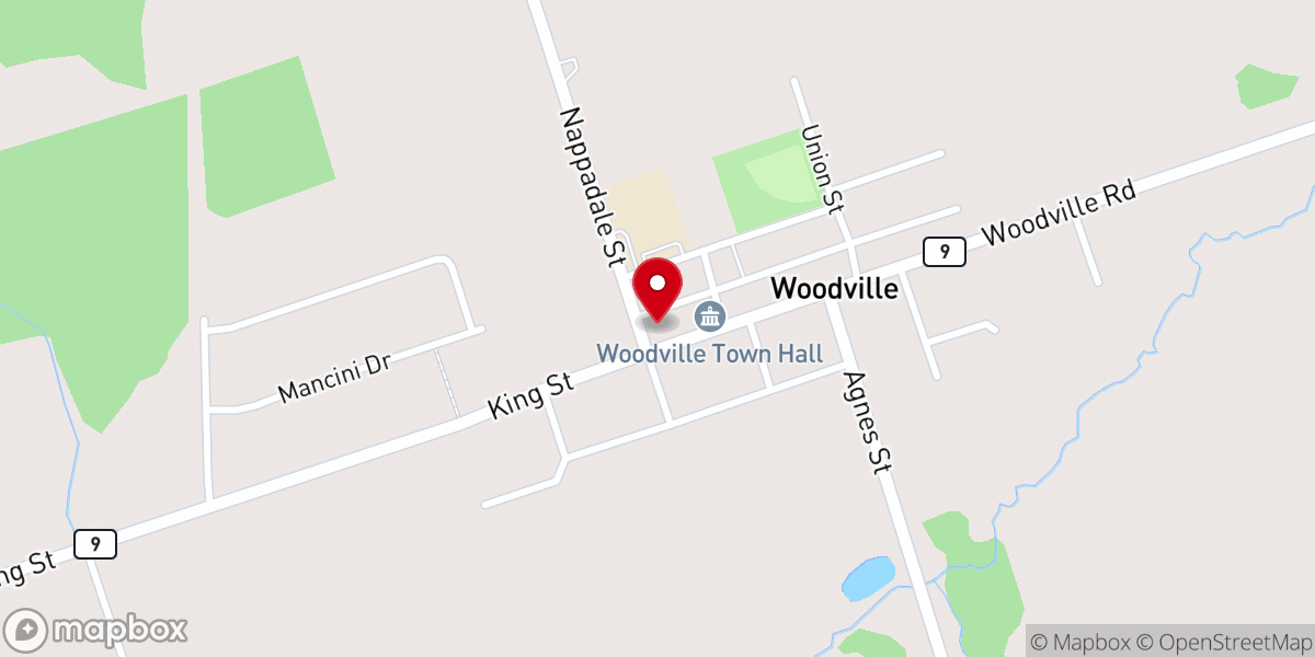 Map showing location of Woodville United Church