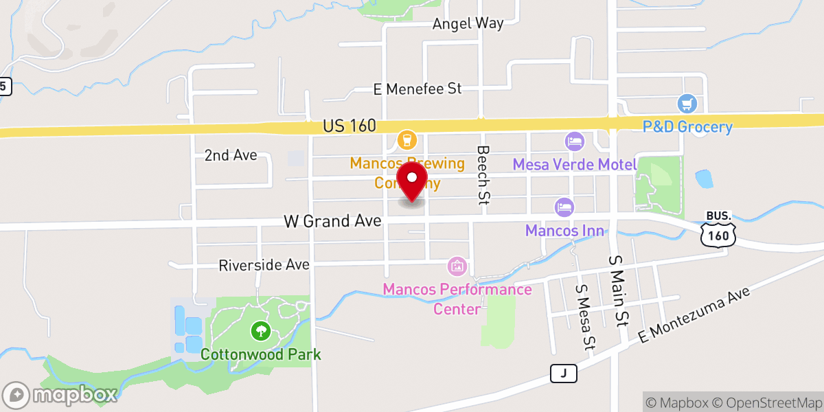 Map showing location of Mancos United Methodist Church