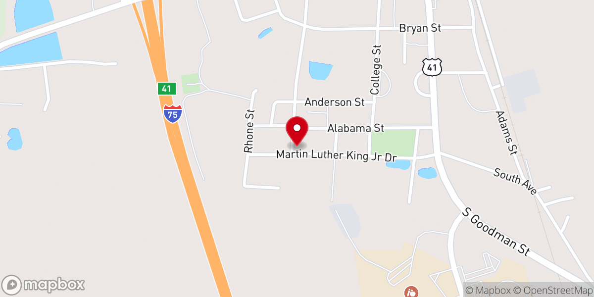 Map showing location of Mt Olive Baptist Church