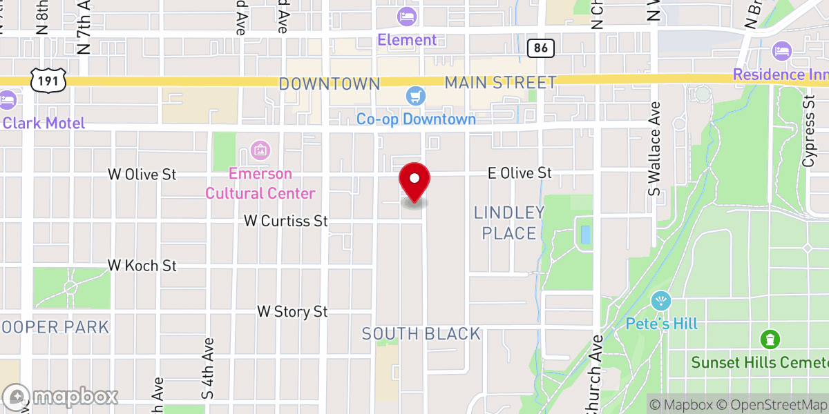 Map showing location of First Lutheran Church