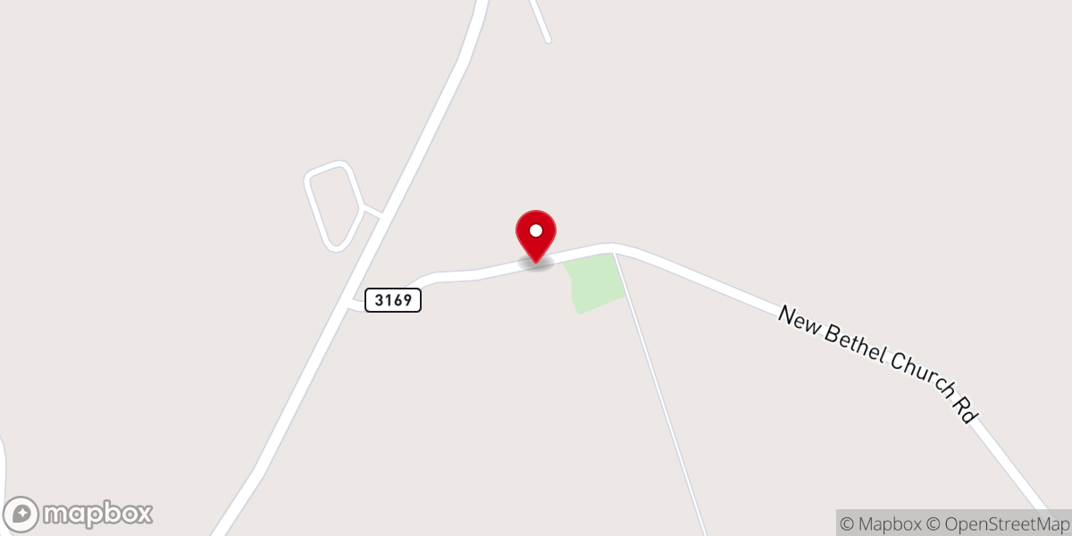 Map showing location of New Bethel Baptist Church