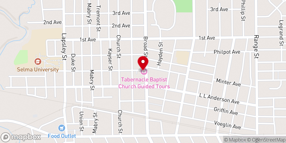 Map showing location of Congregation Mishkan Israel of Selma Alabama