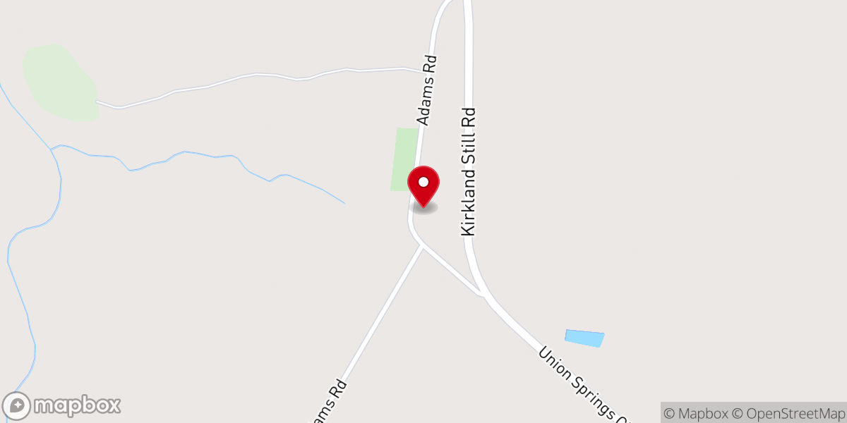 Map showing location of Union Springs Church