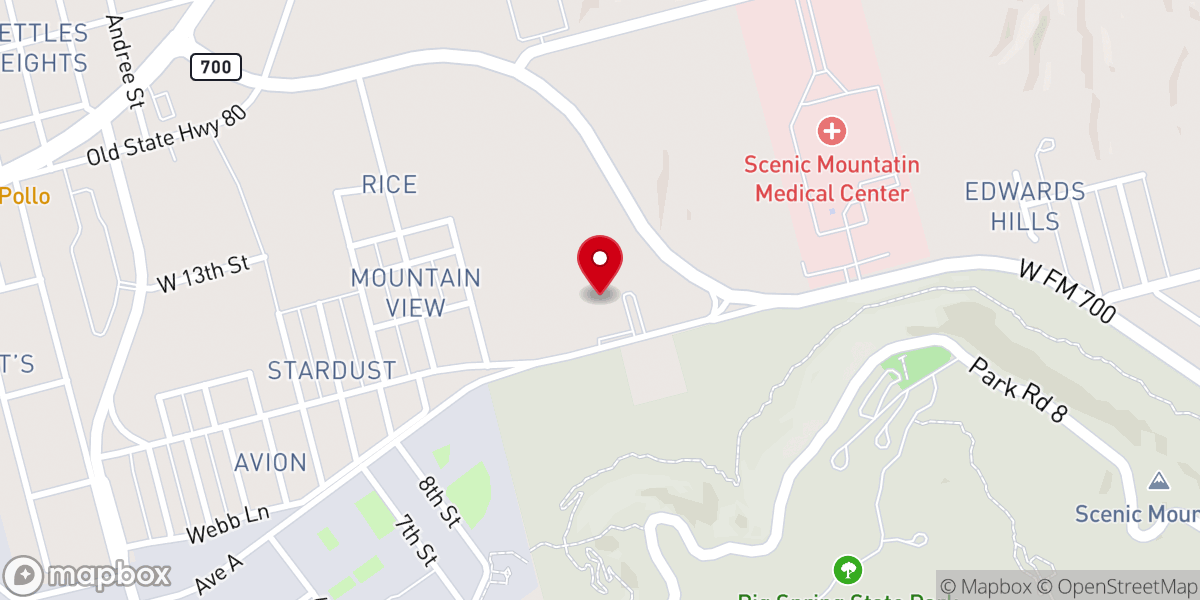 Map showing location of Hillcrest Baptist Church