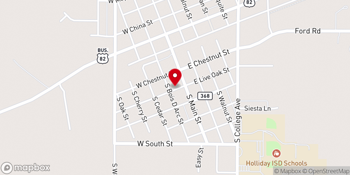 Map showing location of Holliday Assembly of God