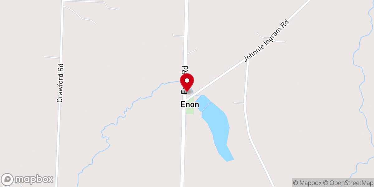 Map showing location of Enon Church of Christ
