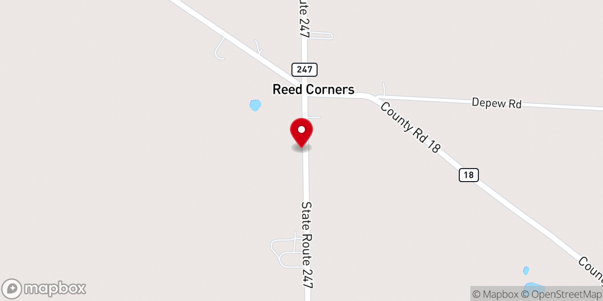 Map showing location of Reed Corners Church