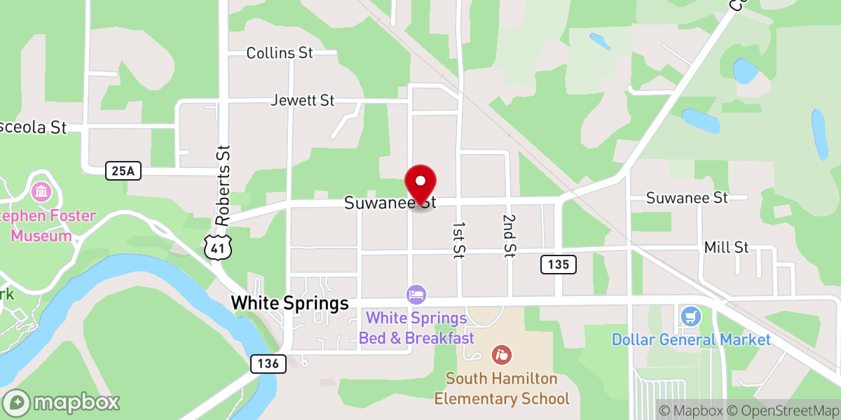 Map showing location of White Springs Christ Holiness Church
