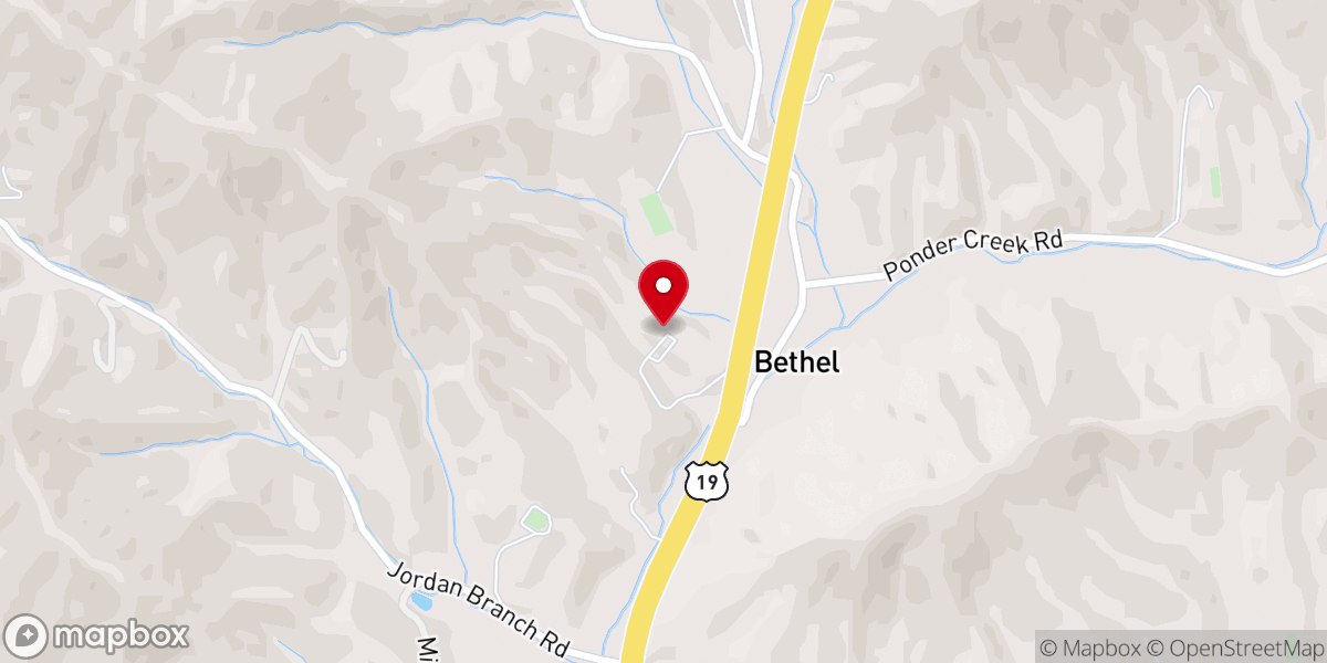 Map showing location of Old Bethel Baptist Church