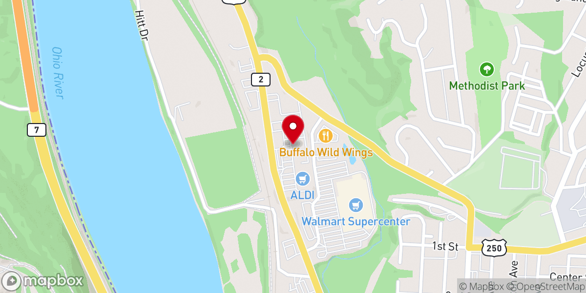 Map showing location of Reynolds Rapid Care – Moundsville