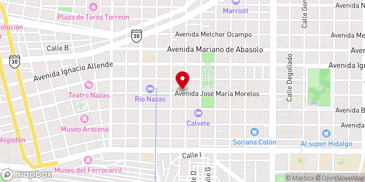 Map showing location of Templo Metodista San Pablo