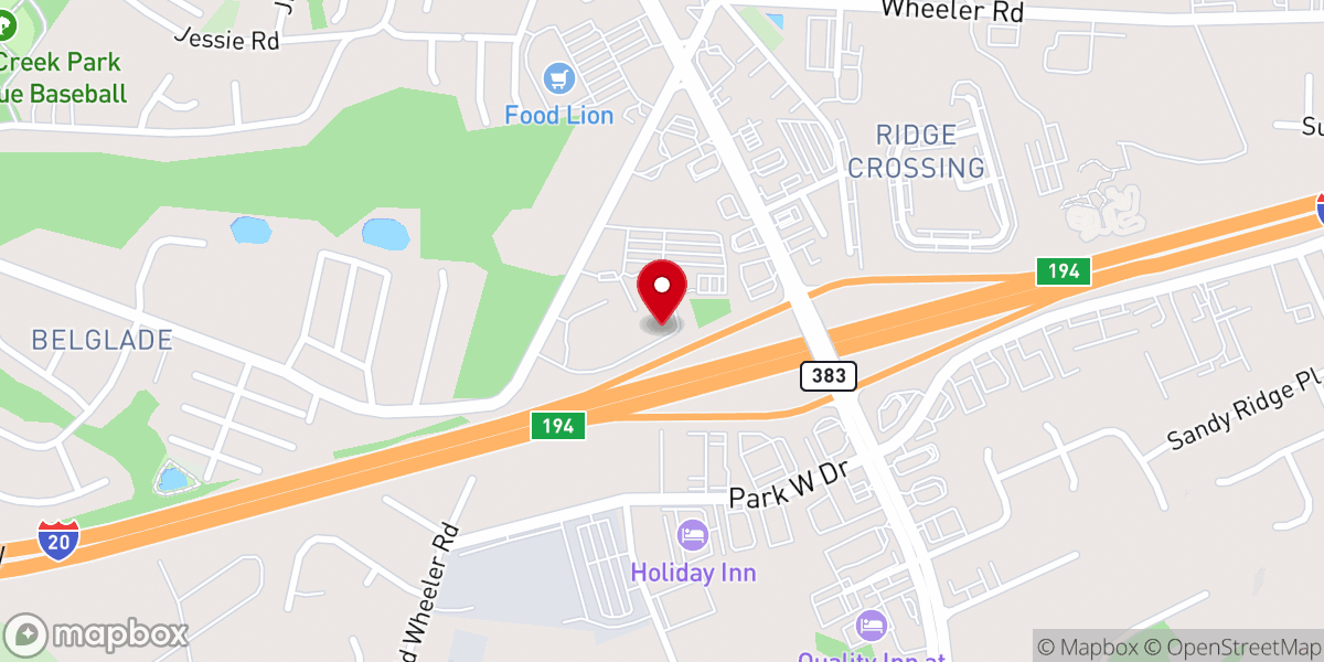 Map showing location of New Hope Worship Center