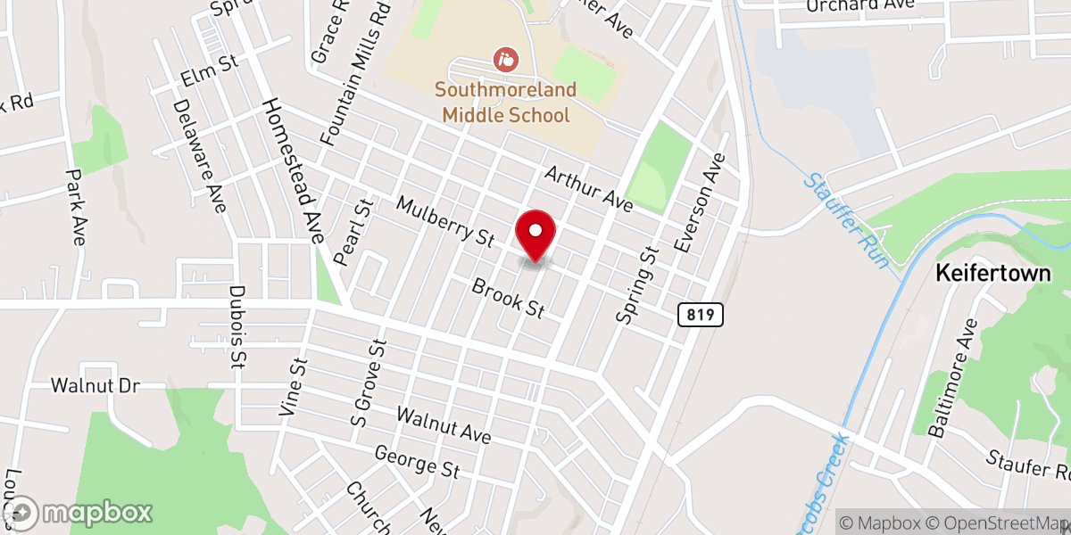 Map showing location of Trinity Methodist Church of Scottdale