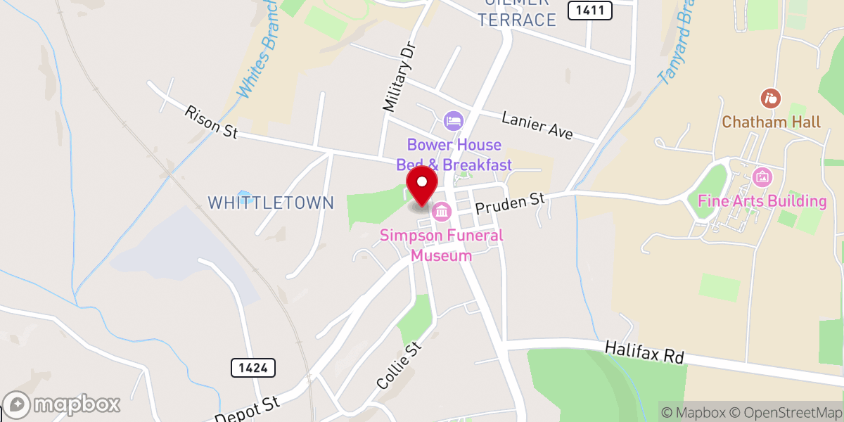 Map showing location of Chatham Baptist Church