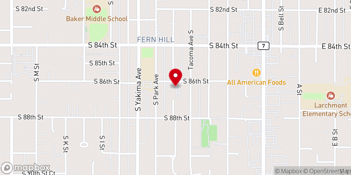 Map showing location of Southside Baptist Church