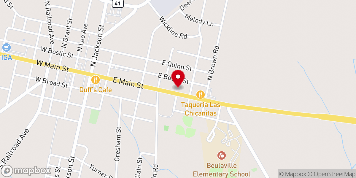 Map showing location of Beulaville Baptist Church