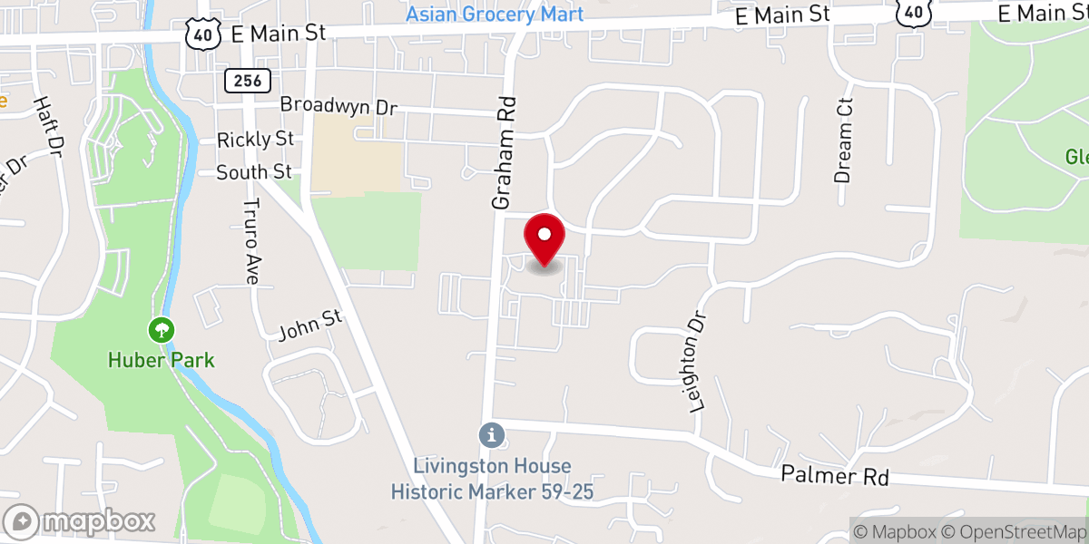 Map showing location of Reynoldsburg Community Church