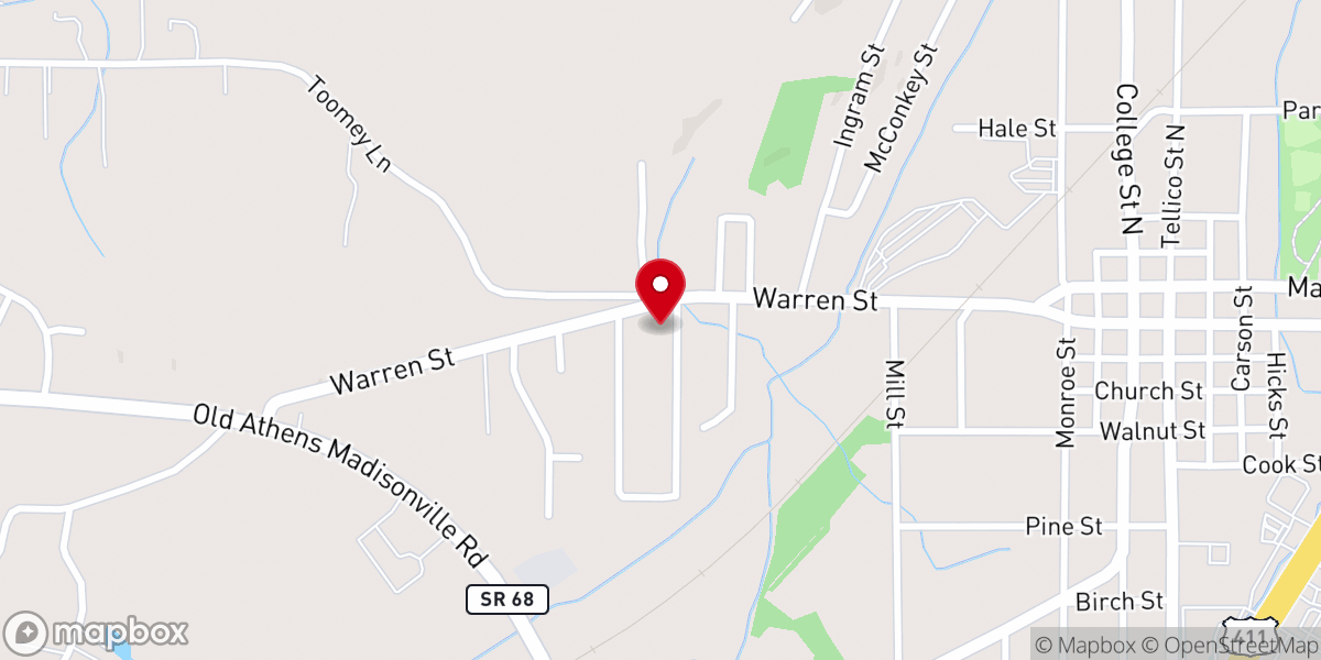 Map showing location of Westside Baptist Church