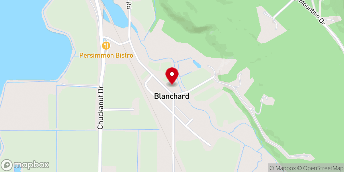 Map showing location of Blanchard Chapel