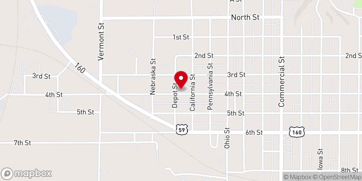 Map showing location of Assembly of God