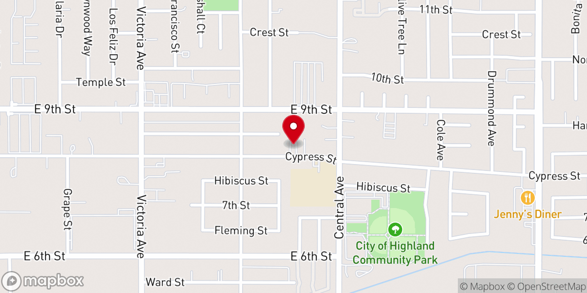 Map showing location of Highland Church of Christ