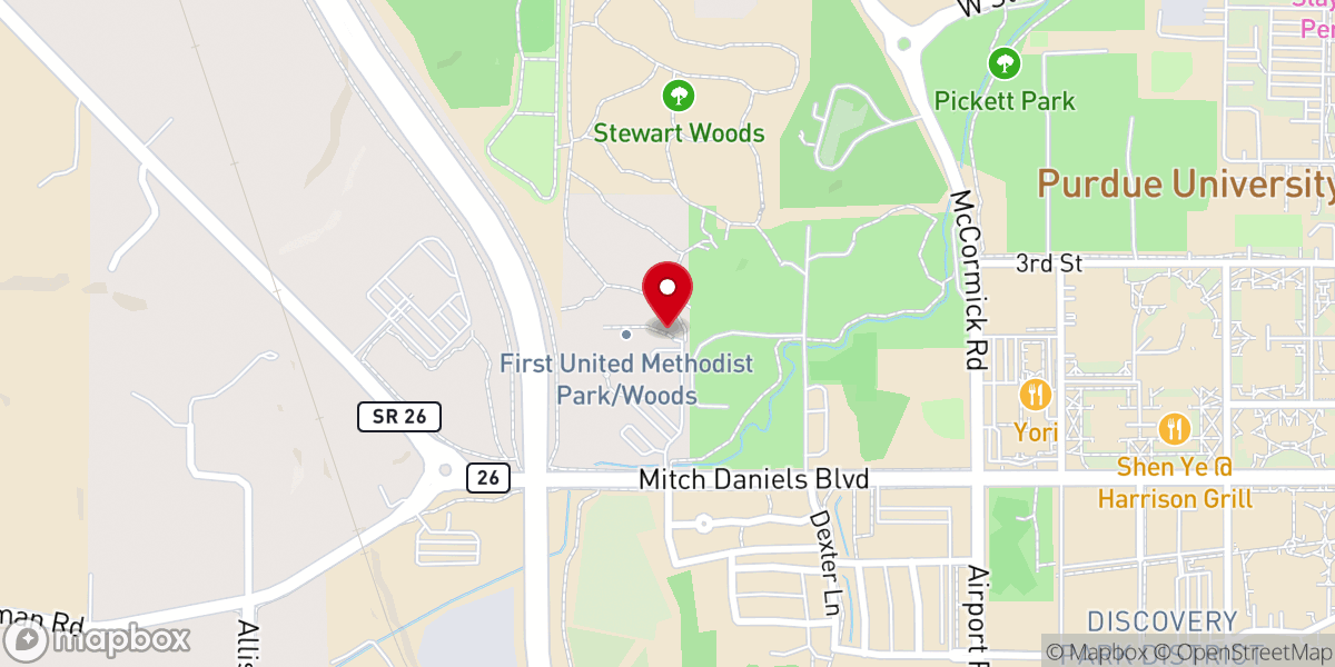 Map showing location of Chapel in the Woods Trail