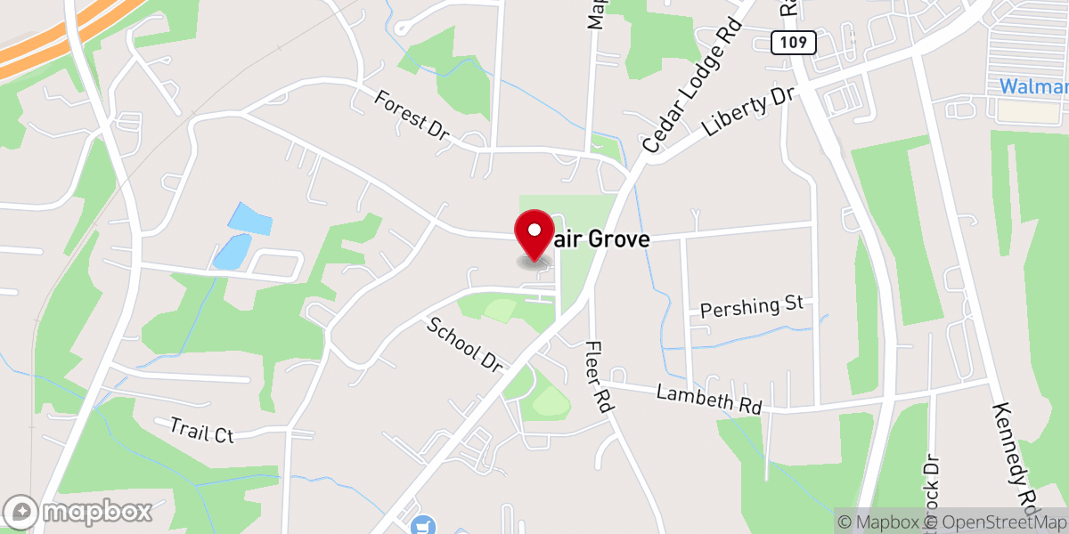 Map showing location of Fair Grove Church