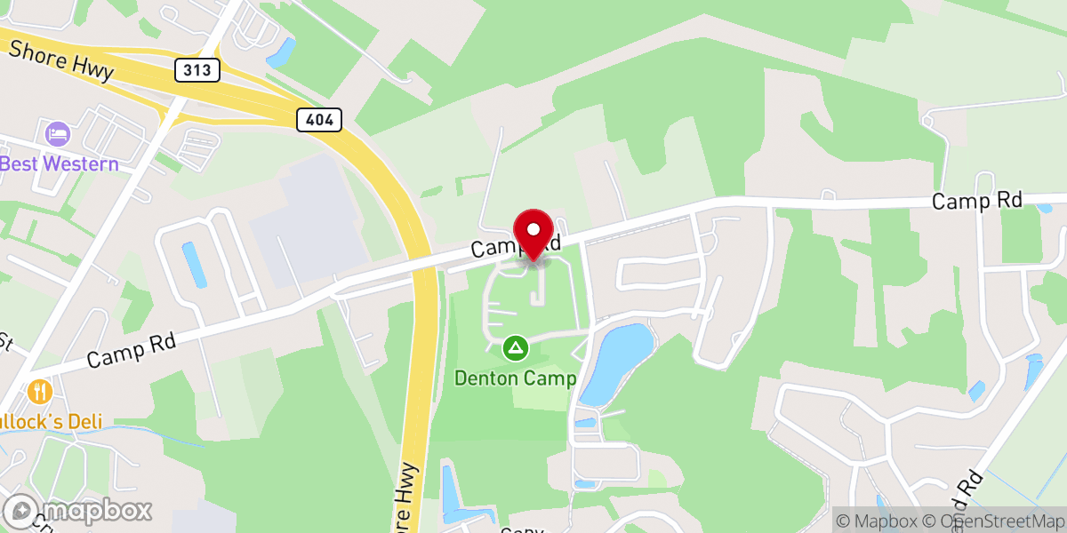 Map showing location of Denton Camp