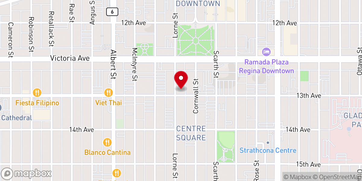 Map showing location of The Salvation Army Regina Community Church