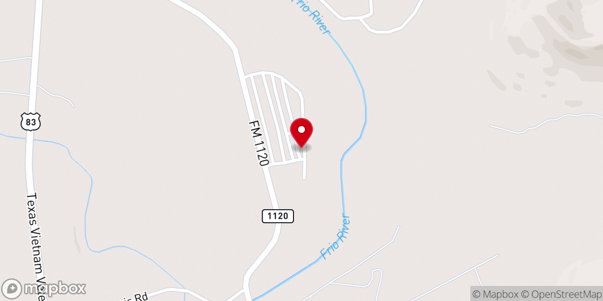 Map showing location of Alto Frio Baptist Camp & Conference Center