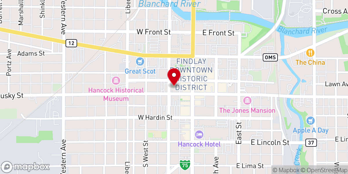 Map showing location of St Andrew's United Methodist Church