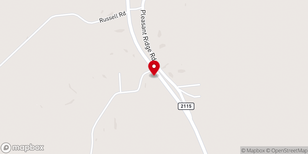Map showing location of Pleasant Ridge Church of God
