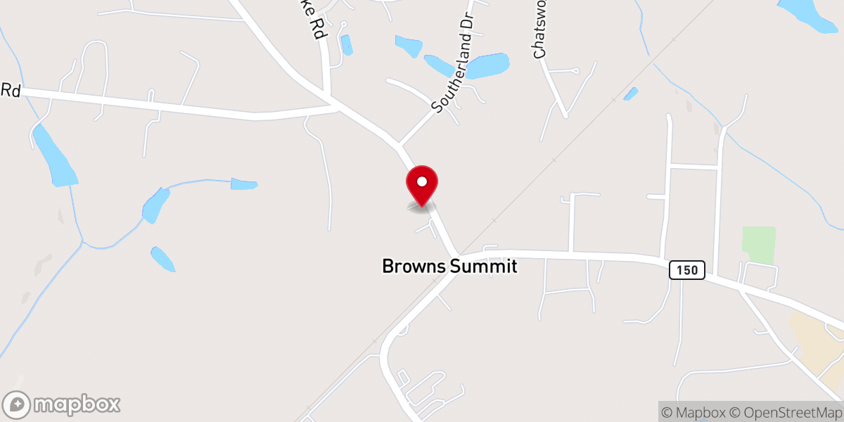 Map showing location of Brown Summit United Methodist Church