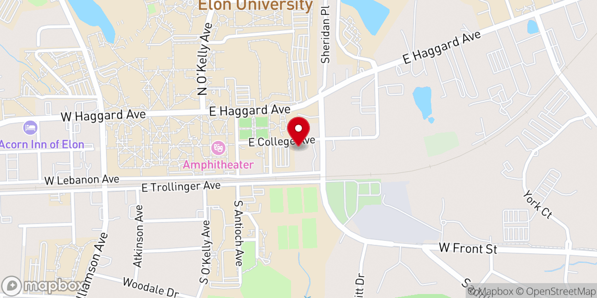 Map showing location of CCM Center @ Elon University
