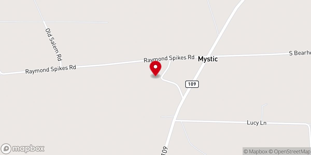 Map showing location of Mystic Baptist Church