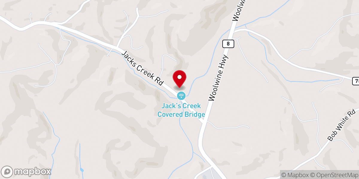 Map showing location of Jacks Creek Primitive Baptist Church