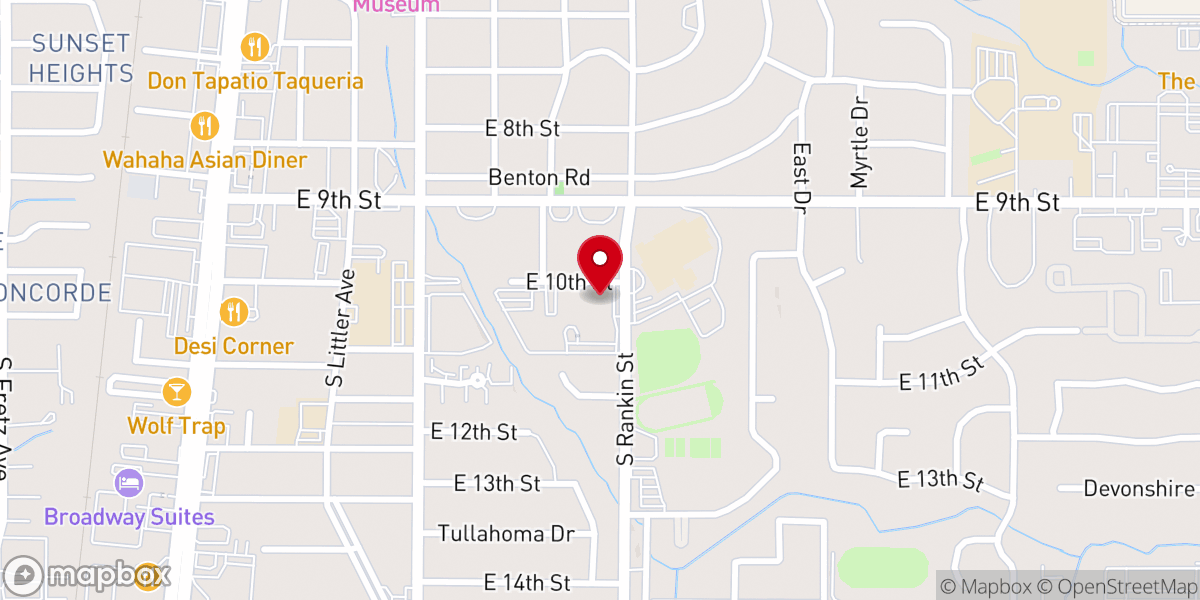 Map showing location of First Presbyterian Church of Edmond