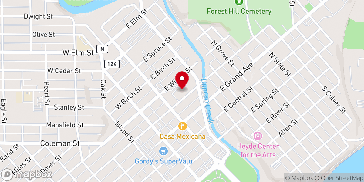 Map showing location of Central Lutheran Church