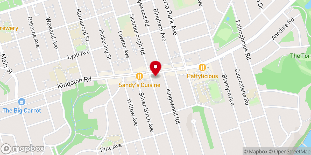 Map showing location of Kingston Road United Church