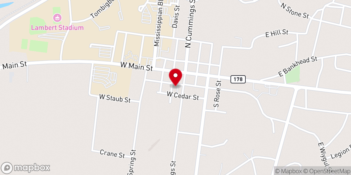 Map showing location of Itawamba Christian Church