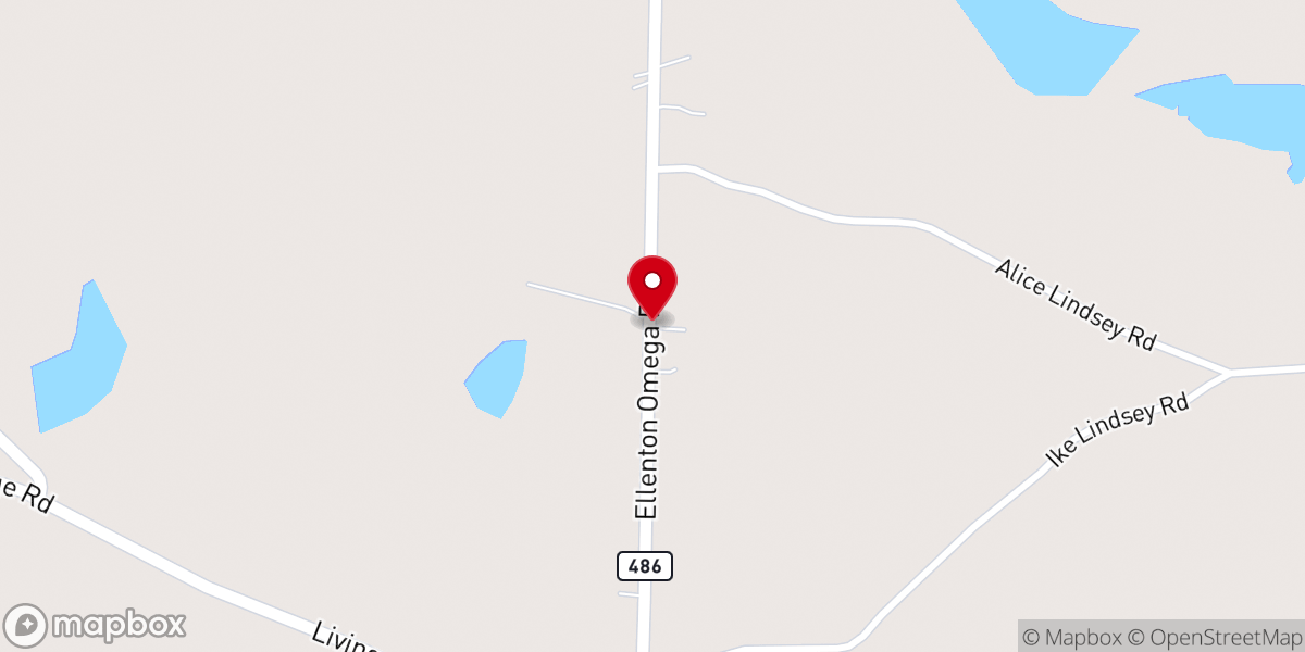 Map showing location of New Hope Baptist Church