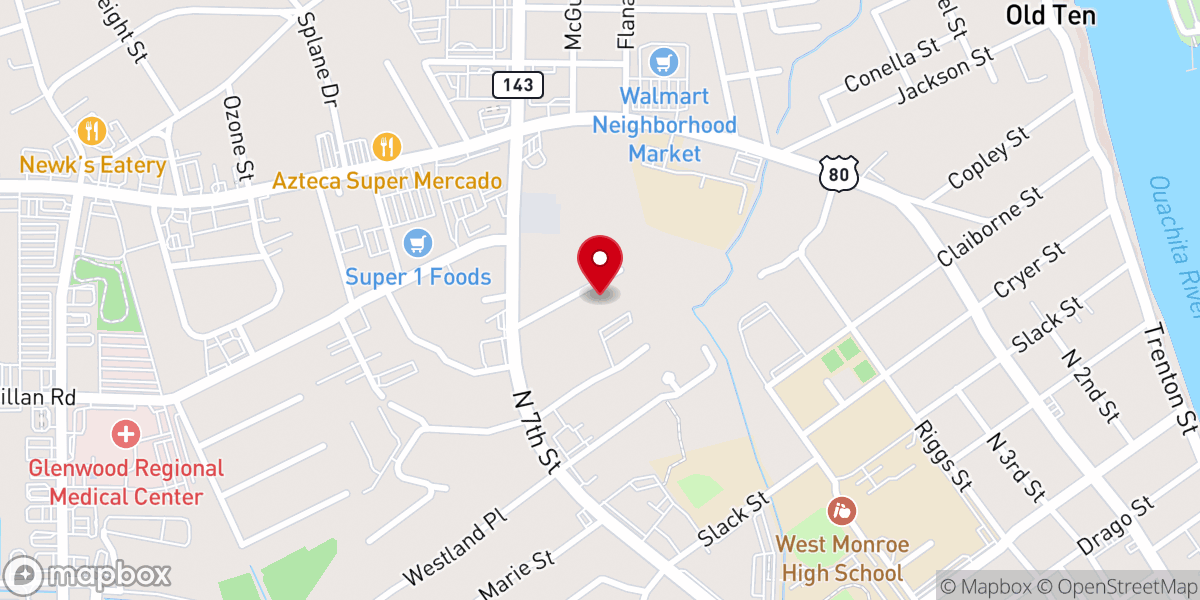 Map showing location of Olive Branch Baptist Church