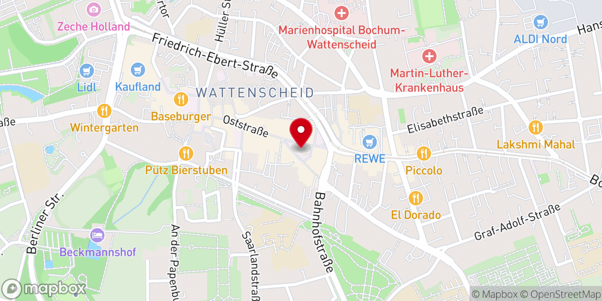 Map showing location of Friedenskirche - Ev. Kirchengemeinde Wattenscheid